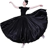 Women Satin Full Circle Ankle Length Swing Long Skirt Belly Dance Costume for Stage Performance