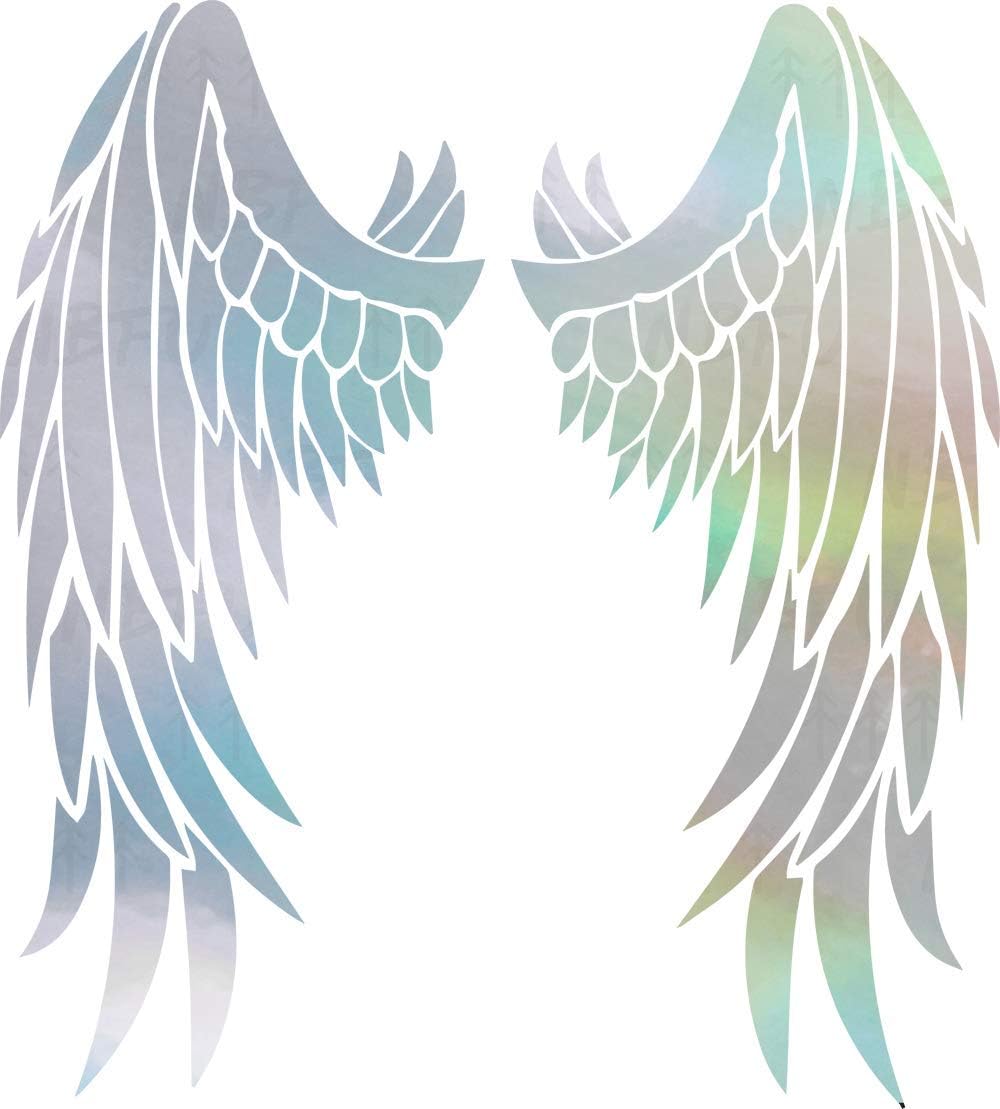 NBFU DECALS Guardian Angel Wings Lovely Reflective Tribal 1 (Hologram) (Set of 2) Premium Waterproof Vinyl Decal Stickers for Laptop Phone Accessory Helmet Car Window Bumper Mug Tuber Cup Door Wall