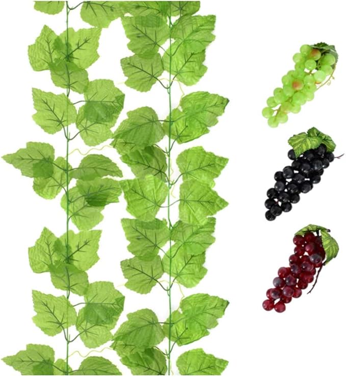 HUIANER Artificial Grape Vines with 3 Strings Grapes, Fake Grape