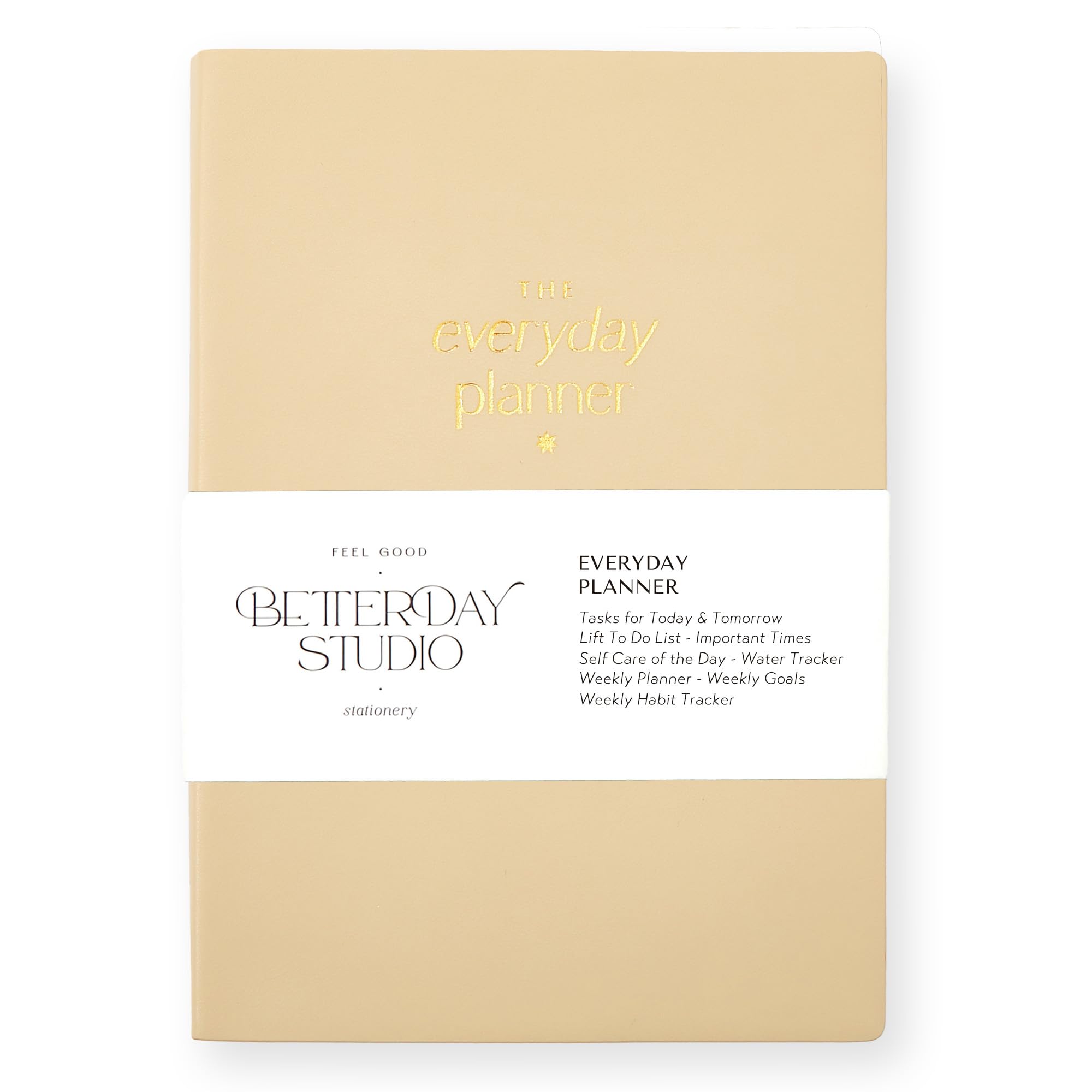 The Everyday Planner Notebook - A5 Task Tracker, Daily & Weekly Planner with Goals, Gratitude & Self Care Sections for Work, Productivity, Travel - Linen Beige