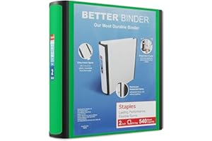 Staples 2 Inch Better View Binder with D-Rings (Green)