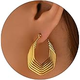 RATVIU Gold Hoop Earrings for Women 18K Gold Plated Thick Hoop Earrings Trendy Chunky Earring Dainty Hypoallergenic Dangle Earring