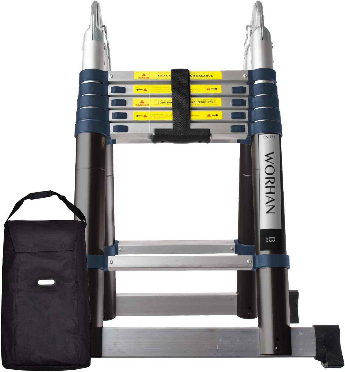 WORHAN® 3.8m (12' 5'') Double Telescopic Foldable Extendable Multipurpose Aluminium A Frame Robust Ladder Step Ladder (.3.8m B-line & Bag) K3.8B+Bag