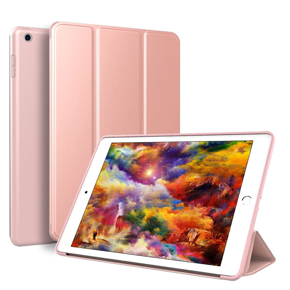 Altanus® iPad Air 2 Case, Ultra-slim Lightweight Smart Case with Trifold Stand and Auto Sleep/Wake Function, Microfiber Lining, Translucent Frosted Back Cover - Rose Gold