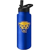 Logo Brands NCAA Pittsburgh Panthers 34oz Gameday Quencher Bottle - Double-Wall Insulated, Stainless Steel, No-Spill Lid, Easy Carry Handle