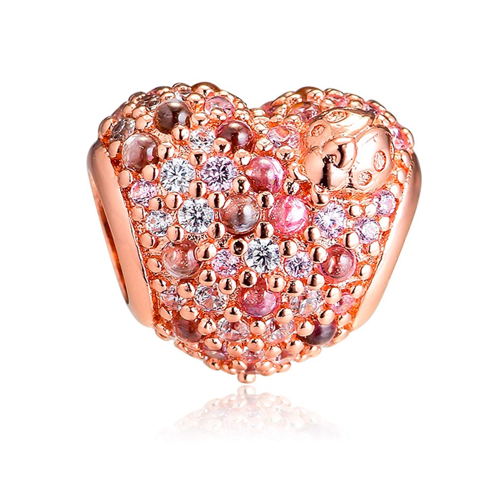 PANDOCCI 2019 Spring Rose Gleaming Ladybird Heart Bead 925 Silver DIY Fits for Original Pandora Bracelets Charm Fashion Jewelry