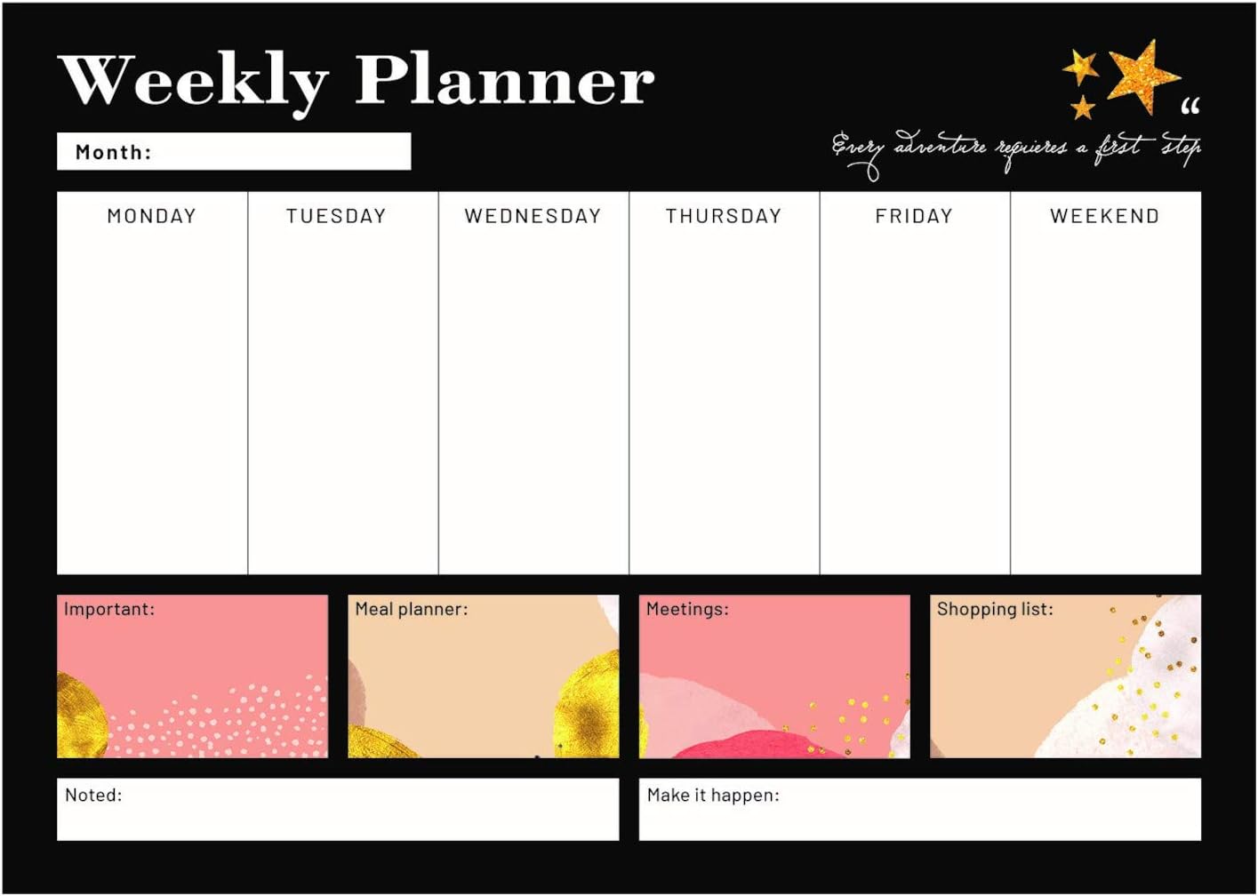 Official Glitter Weekly Planner A3, Desk Calendar, Family Calendar, 54