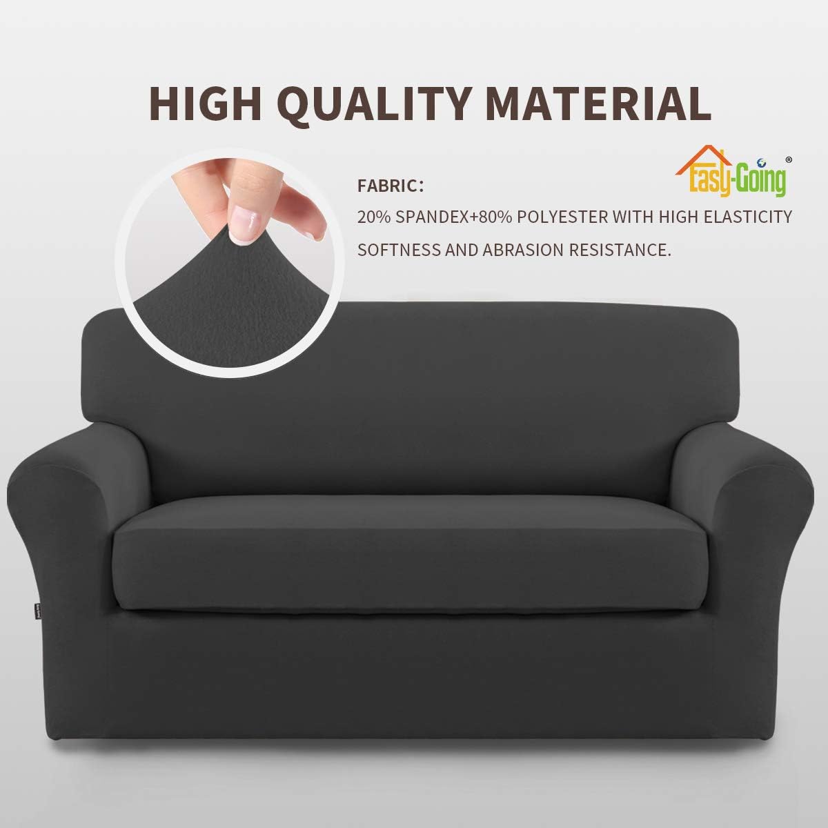 Easy-Going 2 Pieces Microfiber Stretch Sofa Slipcover – Spandex Soft Fitted Sofa Couch Cover, Washable Furniture Protector with Elastic Bottom Kids,Pet （Loveseat，Dark Gray）: Home & Kitchen
