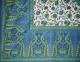 Floral Peacock Tapestry-Spread-Coverlet-Many Uses-Blue