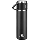Stainless Steel Thermo 500ml/16.9oz Vacuum Insulated Bottle with Cup for Coffee Hot drink and Cold drink water flask.(Black,Single)