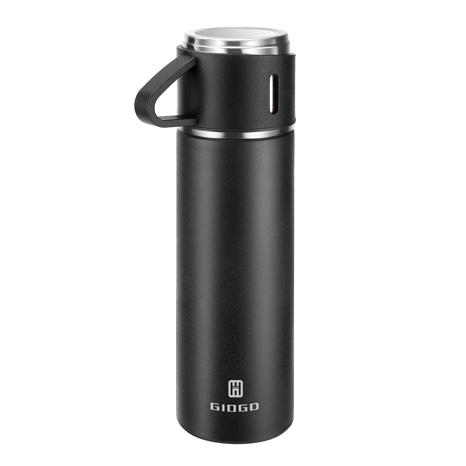 Vacuum Insulated Flask 500ml/16.9oz Stainless Steel Thermo Bottle with Cup for Coffee Water Hot and Cold Drink Flasks.(Black,Single)
