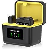 Wireless Lavalier Microphone for iPhone Android pc ipad, with Charging Case, 2.4G Omnidirectional Clip-on Mic,Noise Cancelling, mini Mic for YouTube, Live Stream,Video Recording,Online Meeting