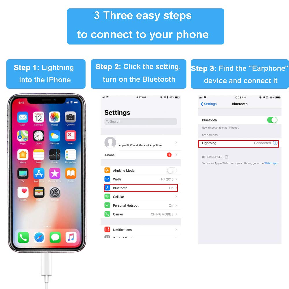 DPKIKO Earphones Earburds Replacement Compatible with iPhone 7/7 Plus / 8 / 8Plus / X,Bluetooth Earbuds Microphone Stereo Headphones Noise Isolating Headset