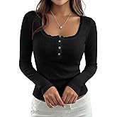 AKLOPVII Women Cute Lace Trim Button Down Cropped T Shirts Y2k Preppy Fall Pointelle Scoop Neck Long Sleeve Crop Tees