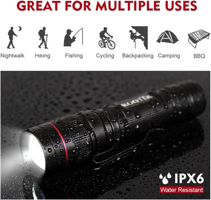 Kootek 5 Pack Super Mini Flashlights LED Waterproof Zoomable Bright