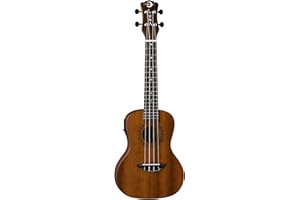 LUNA GUITARS Luna Vintage Mahogany Acoustic/Electric Concert Ukulele with Preamp, Satin Natural