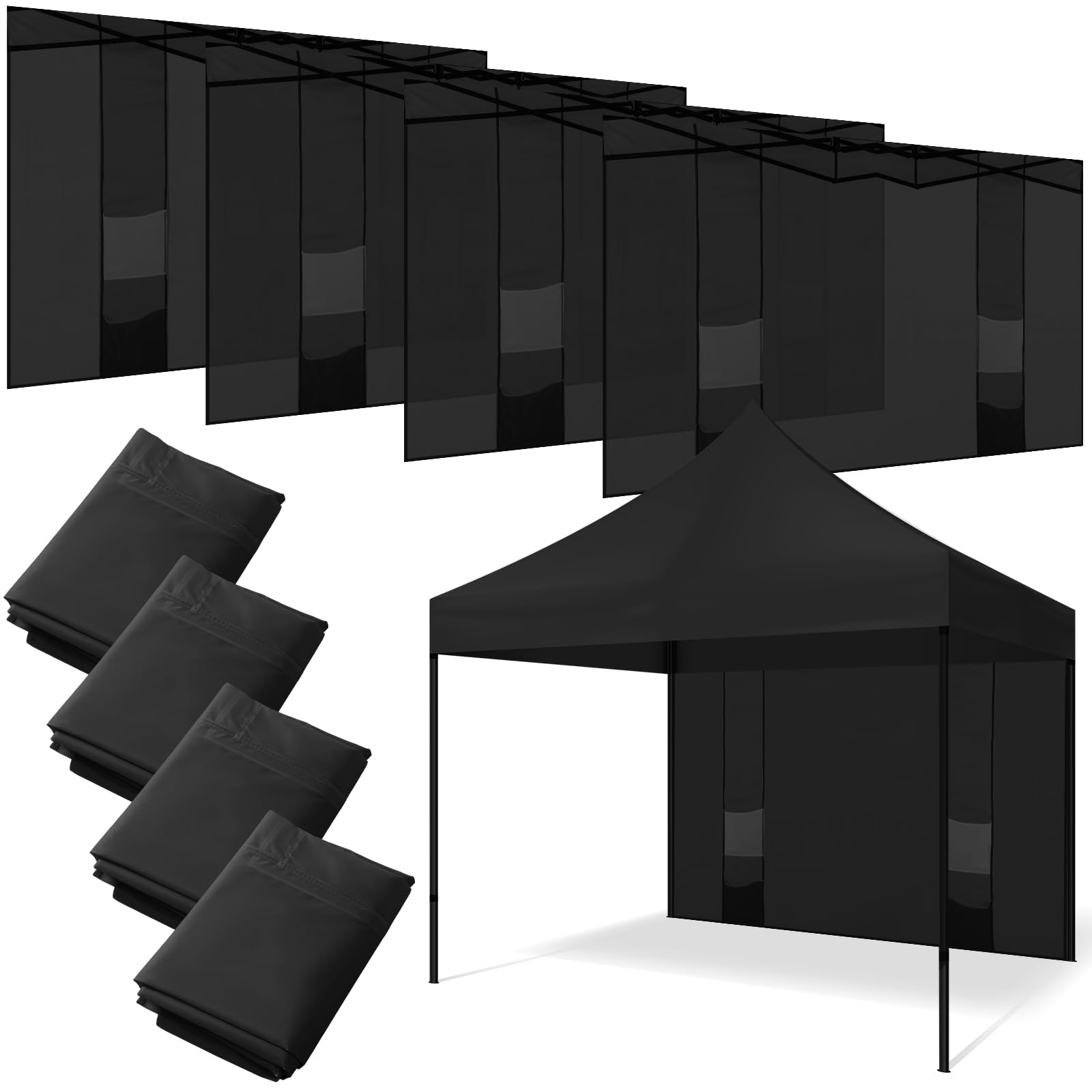 Photo 1 of Windyun 4 Pcs Canopy Sidewalls 10x10 with 4 Pockets Instant Canopy Tent Sidewalls for Pop up Canopy with 210D Oxford Cloth, UV Protection Waterproof for Outdoor Camping, 4 Pcs Sidewalls Only(Black)
