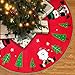 Unomor 42 inch Christmas Tree Skirt with Reindeer, Snowman, Christmas Tree and Snow Flakes for Christmas Decoration Red
