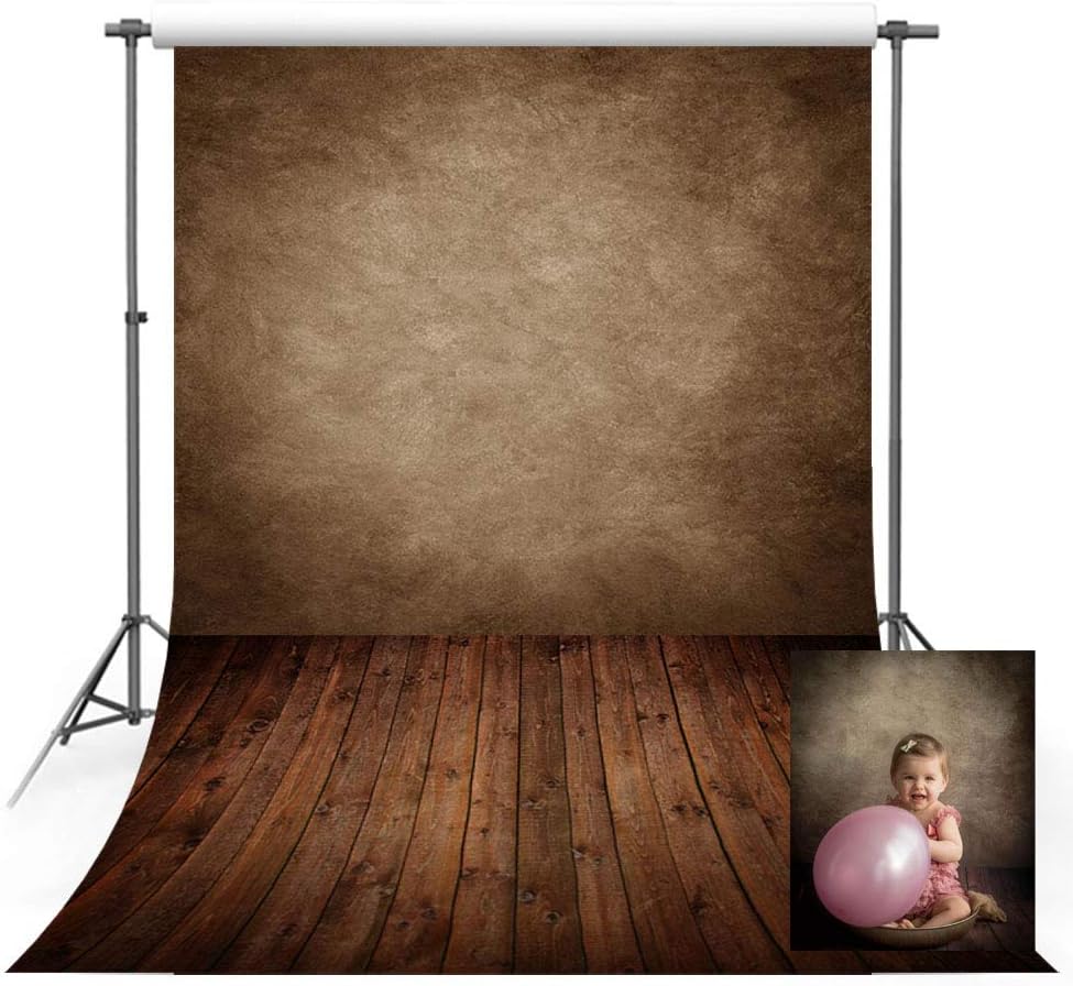 MEHOFOTO 5x7ft Photography Backdrop Concrete Dark Brown Wall Wood Floor Backdrop for Children Studio Props Photo Backgrounds