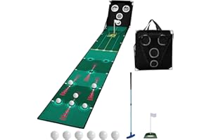 Losbenco Golf Putting Green, Indoor Putting Matt for Golf Practice with Putter, Putting Cup, 6 Balls, Automatic Ball Return, Mini Course Set for Home Office Backyard Indoor Outdoor Use