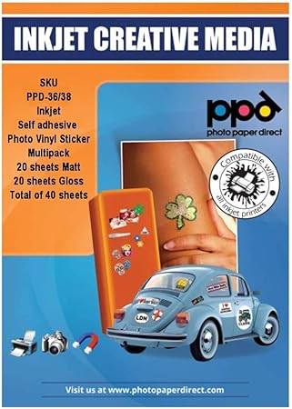 Ppd Din A4 X 40 Blatt Multipack Inkjet Premium Vinyl Aufkleberfolie Stickerfolie Weiss Glanzend Weiss Matt