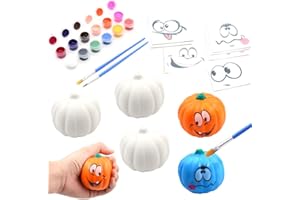 BEIGUO Paint Your Own Squishy Pumpkin 6 Pack - Slow Rising with Decorating Stickers Kids Crafts for Halloween Thanksgiving Party Favors