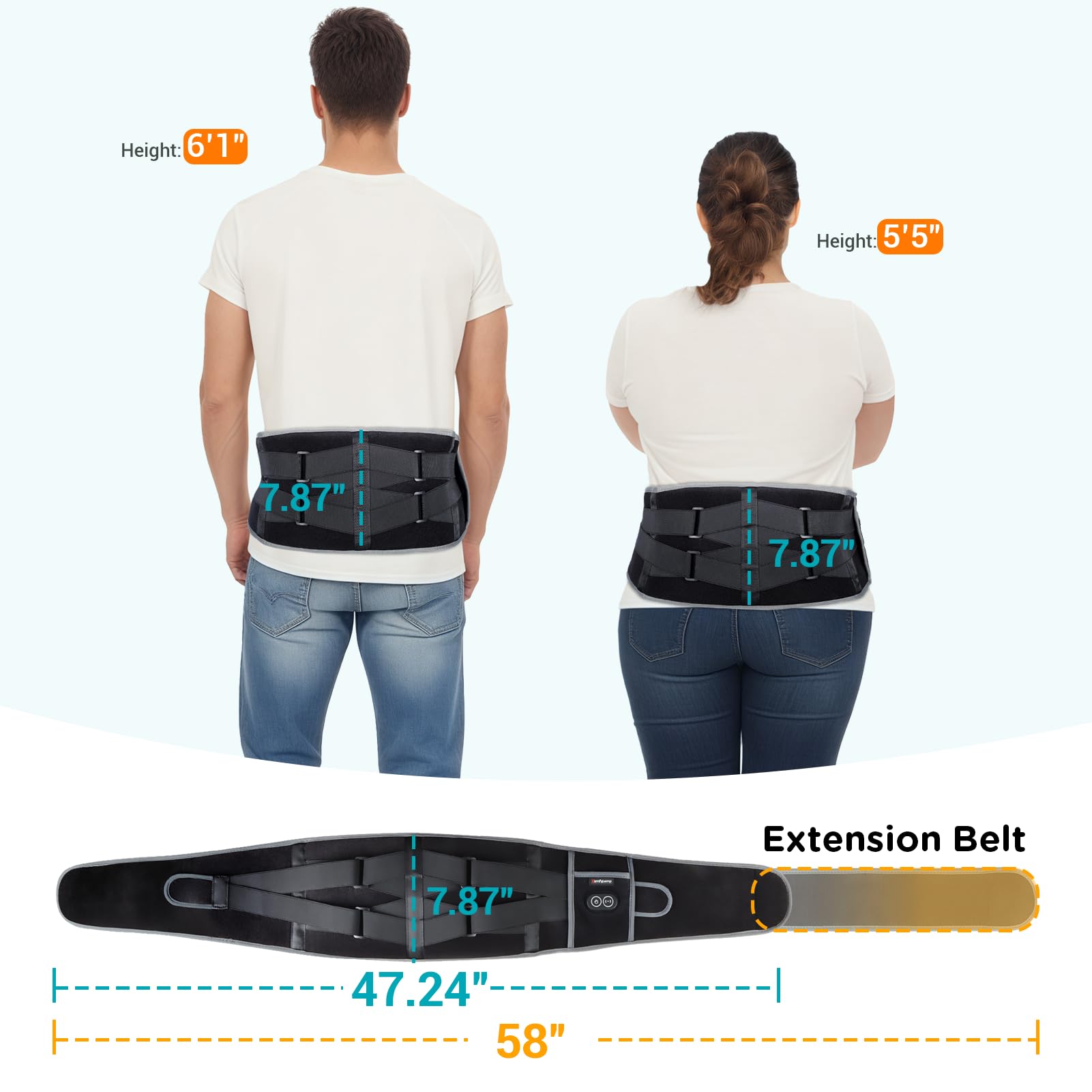 Comfytemp Cordless Heating Pad with Massager for Back Pain Relief, Portable Lower Back Massager FSA Eligible Wearable Rechargeable, Birthday Gifts for Grandma Grandpa Dad Mom Men Women 3 Heat Auto-Off