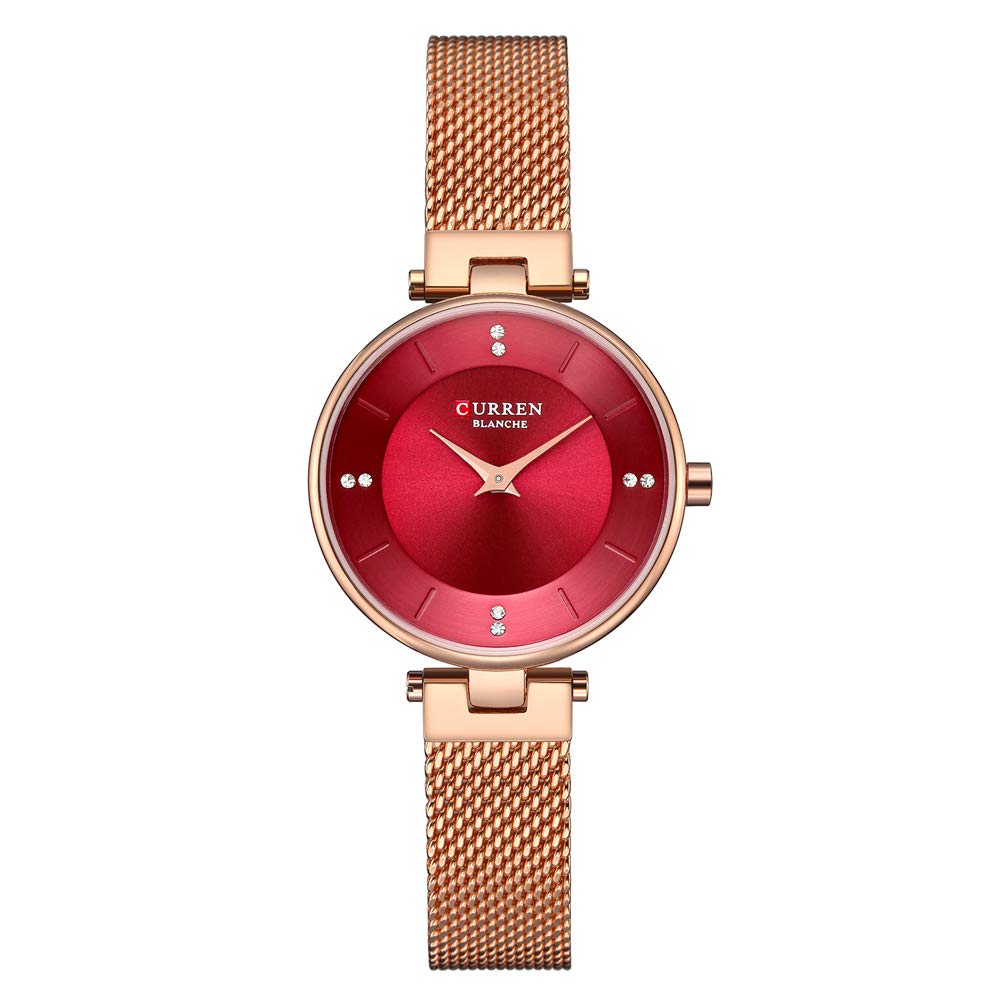 CURREN Original Women's Sports Waterproof Calendar Leather Strap Wrist Watch Black