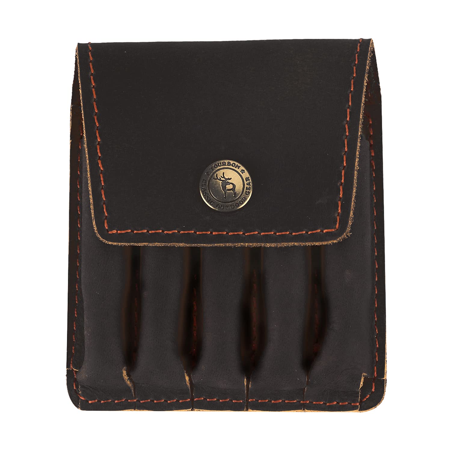 TOURBON Genuine Leather Rifle Ammo Wallet Hunting Cartridge Holder Belt Pouch Brown