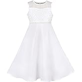 Sunny Fashion Girls Dress Rhinestone Chiffon Bridesmaid Dance Ball Maxi Gown