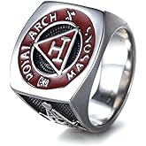 Sping Jewelry Retro Red Masonic Signet Gift Ring Titanium Steel Royal Arch Masons for Men