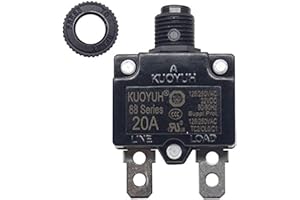 KUOYUH 20A 88 Series Circuit Breaker 125/250VAC 50/60Hz Push-to-Reset (20A)