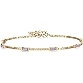 FANZE 925 Sterling Silver Birthstone Bracelets for Women, Bracelets for Women Trendy, Opal Bracelets Cubic Zirconia Bracelets, Birthday Christmas Anniversary Graduation Gifts