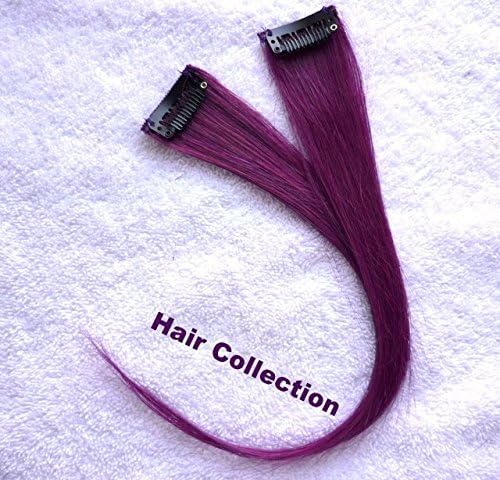 Hair Collection-12 Purple 100% Human Hair Clip in on Extensions - 1.6widex2pcs by Hair Collection