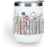 Inspired Tumbler Book Decor Book Lovers Gifts Bookish Coffee Mug Music Lover Gift for Women Mom Girls Sister Friendship Birthday Christmas 12 Oz Wine Tumbler Stainless Steel Coffee Thermos with Lid