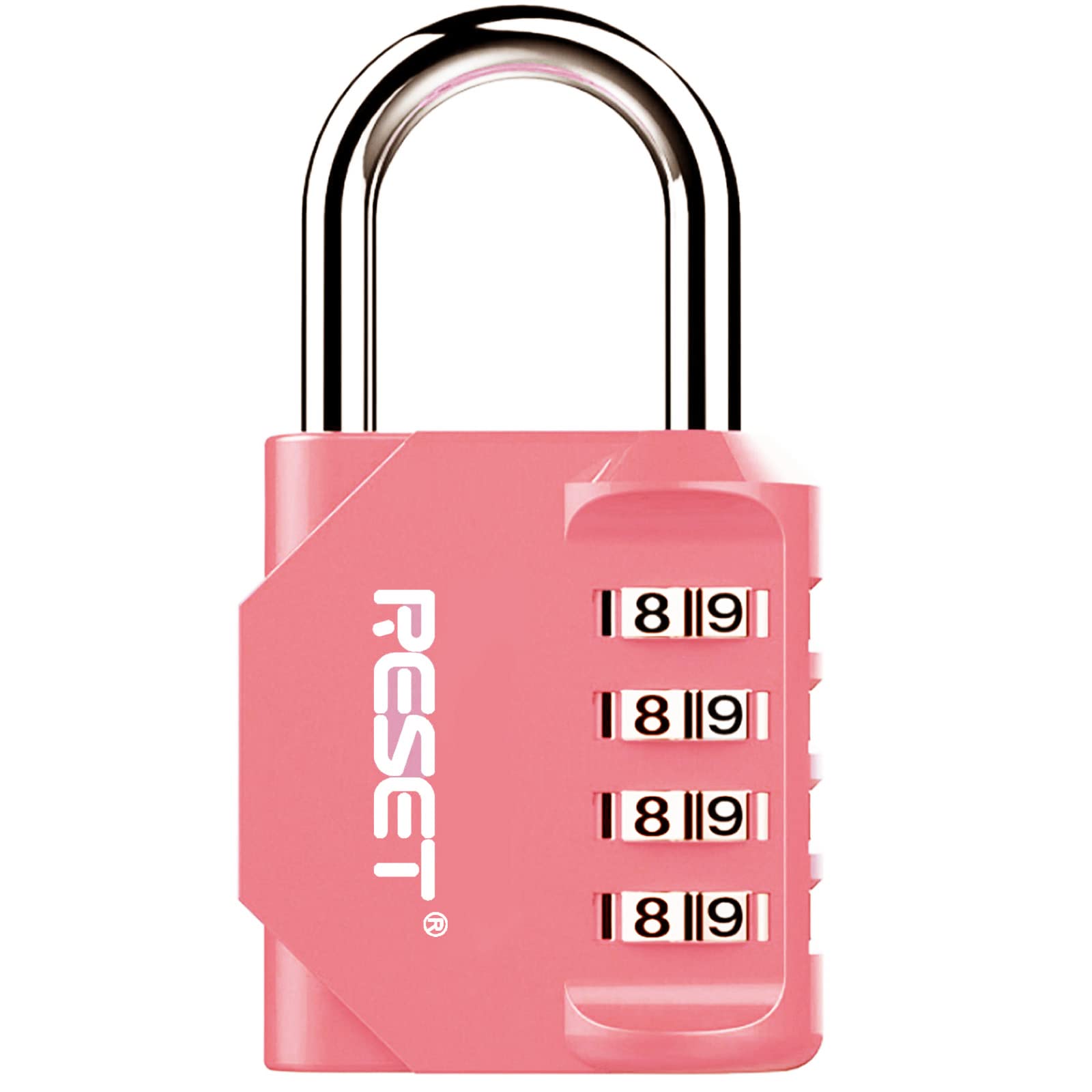 RESET-060 4 Digit Combination Padlock, Outdoor Lock, Indoor Padlock, Ideal for School Locker, Gym Locker, Fence, Gate, Hasp, Shed, Toolbox, Pink, 1-Pack