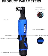 Lucn 12V Right Angle Drill Wrench 3/8" 90° with LED Light 7 Sockets view 2