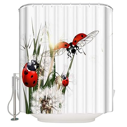 Amazon Com Xspring Dandelion And Ladybug Shower Curtain Home