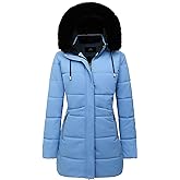 MOERDENG Women's Winter Puffer Coat Thicken Fleece Lined Down Jacket Waterproof Faux Fur Detachable Hooded Parka