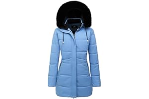 MOERDENG Women's Long Winter Puffer Coat Thicken Fleece Lined Down Jacket Waterproof Faux Fur Detachable Hooded Parka