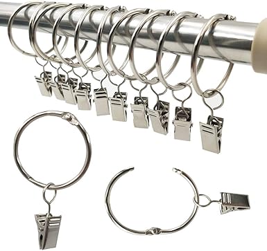 24 Clip Per Tende Con Anelli E Ganci – Apertura Flessibile, Materiale POM Resistente, Per Aste Fino A 30 Mm, Camere E Bagni - 4