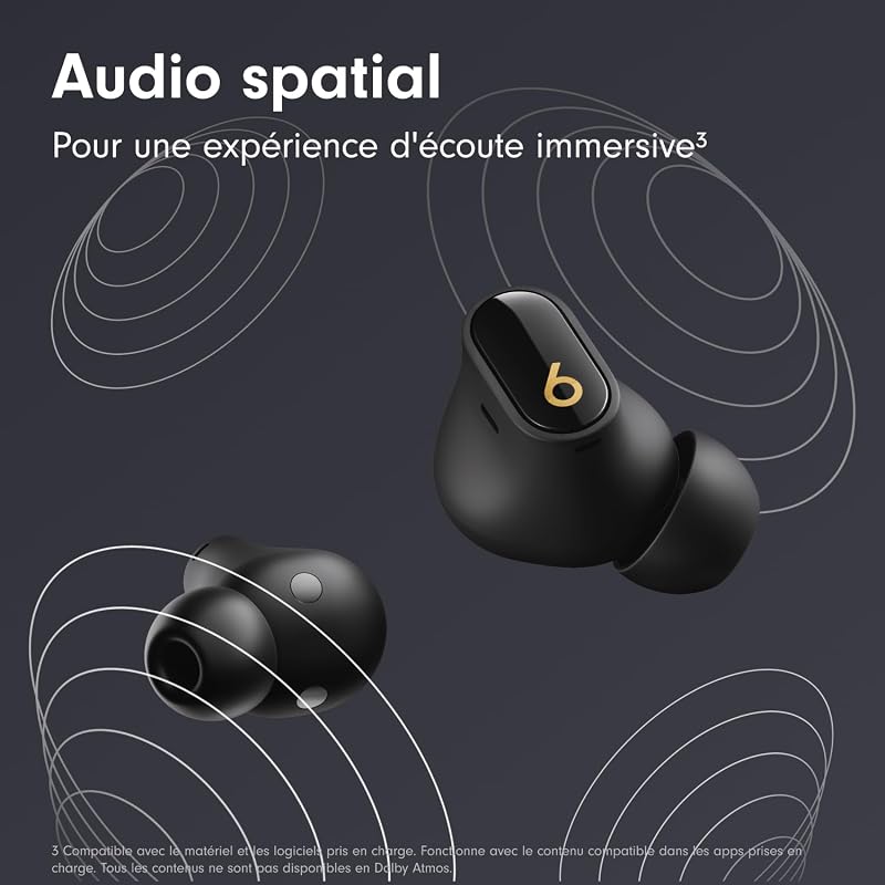 Studio Buds + | Écouteurs Totalement sans Fil avec réduction du Bruit, Compatibilité améliorée avec Apple et Android, Micro intégré, Écouteurs Bluetooth Audio Spatial – Noir/Or