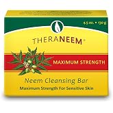 TheraNeem Neem Oil Cleansing Soap Bar for Sensitive Skin, 4.5 oz | Body Wash Bar for Women &amp; Men, Made with Organic Olive, Coconut, Palm, &amp; Jojoba Oils, Gentle Clean, Natural Herbal Cleanser