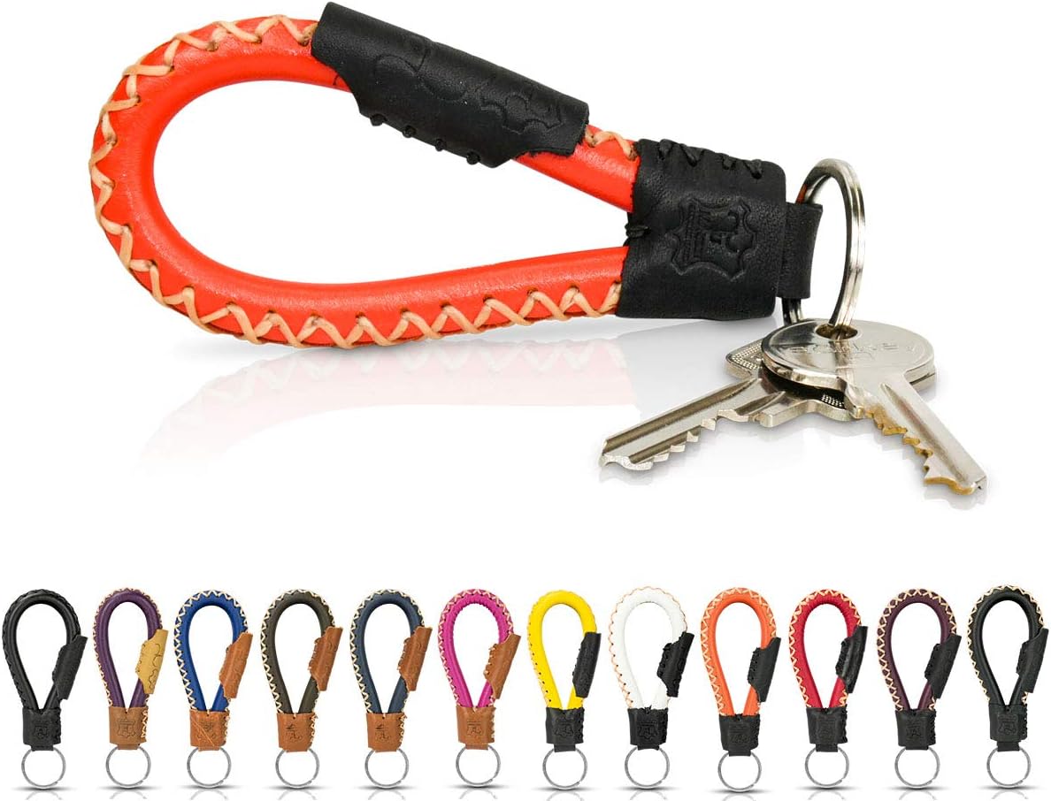 Tumatsch Keychain Bangkok leather, fair trade (Orange & Black), BxH = 45x100mm