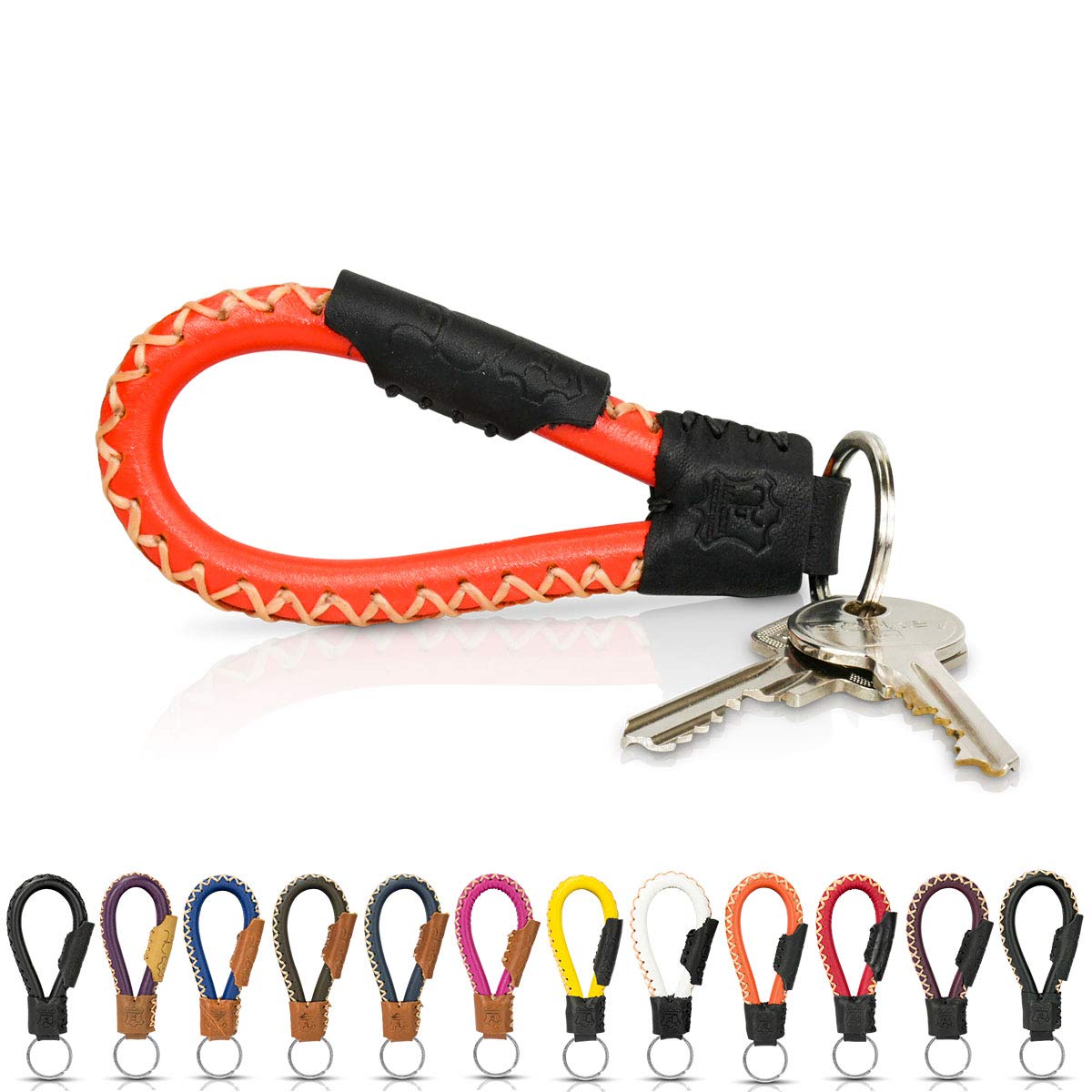 Tumatsch Keychain Bangkok leather, fair trade (Orange & Black)