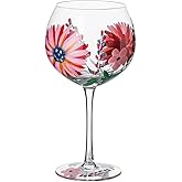 G Hand-painted Wine Glass Pink Daisy Flowers Artisan Painted 20oz Personalised Gift Idea…