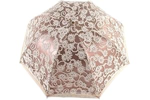 Orgrimmar Ladies Lace Parasol Umbrella Anti-UV Protection Sun Shade UPF 50+ Lightweight and Portable Folding Umbrella (Black)