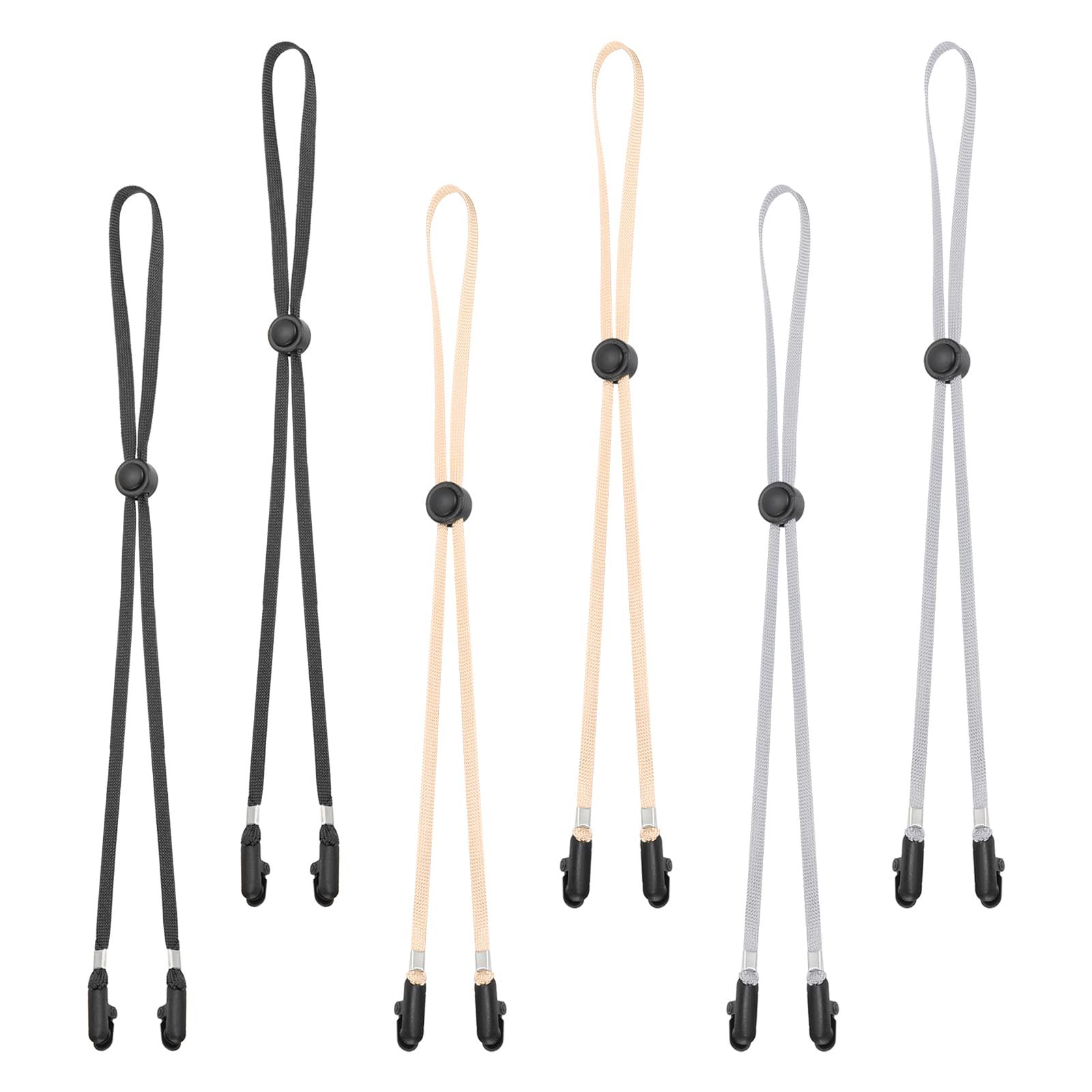 PATIKIL Windproof Hat Strap Clips 31.5"x0.28", 6 Pcs Adjustable Elastic Hat Clip with Cord Locks for Fishing Boating Outdoor Sports, 3 Colors