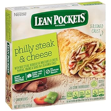 Lean Pockets, Philly Steak and Cheese, 2 sandwiches, 9 oz (Frozen)