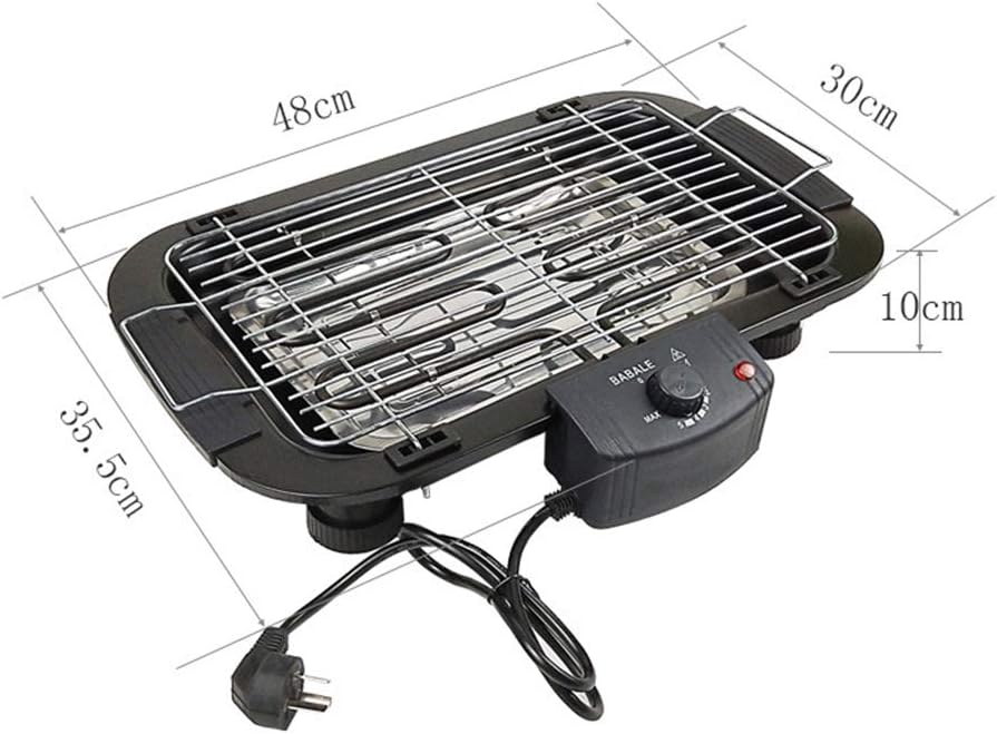 review Shelf Barbecue Grill, Electric Grill, Indoor and Outdoor use, Adjustable Temperature Regulator, Removable drip Tray and Spice Rack, Indoor Smoke-Free Electric Grill, Fast Heating and Easy to Clean